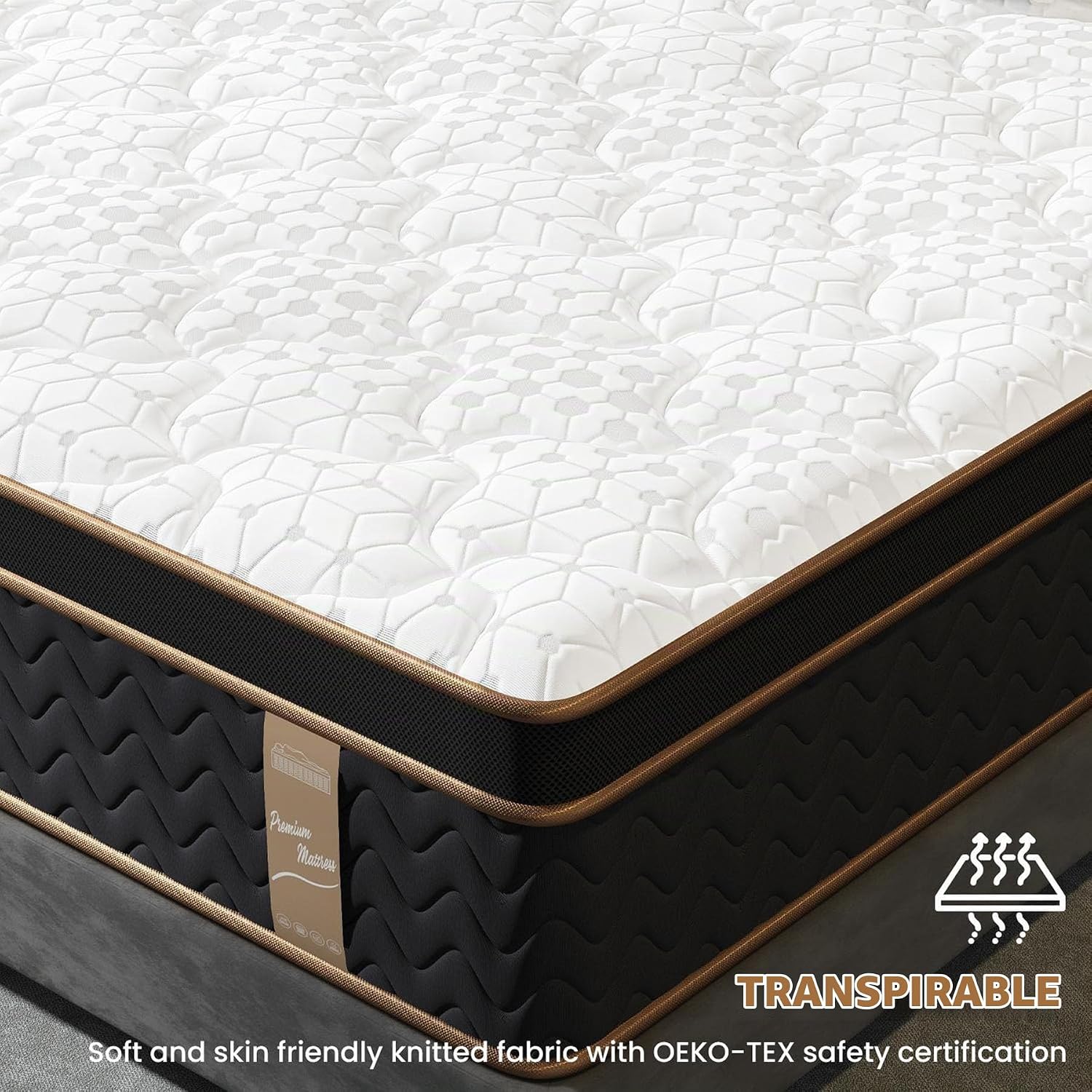 Colchón Queen Size de 10 pulgadas, colchón híbrido en caja con espuma viscoelástica y muelles ensacados individuales (firmeza media), colchón sin fibra de vidrio (Queen)