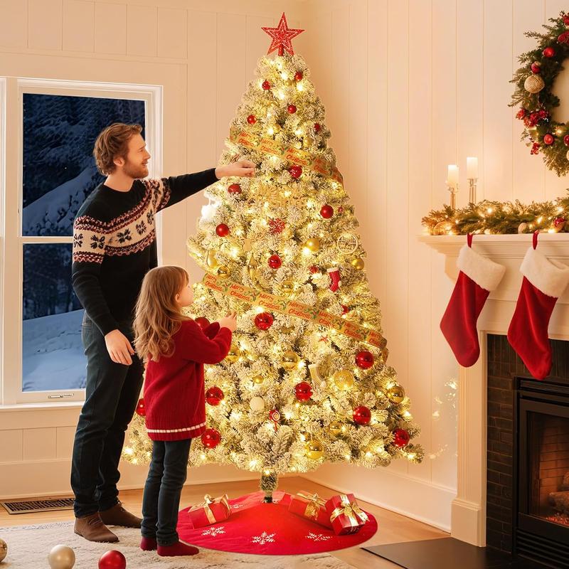 Árbol de Navidad artificial preiluminado de 2,28 m (7,5 pies), pino navideño con 450 LED blancos cálidos, 1050 puntas de ramas, árbol de Navidad de PVC puro con soporte de metal, fácil montaje - Decoración navideña para interiores, hogar, oficina, fiestas