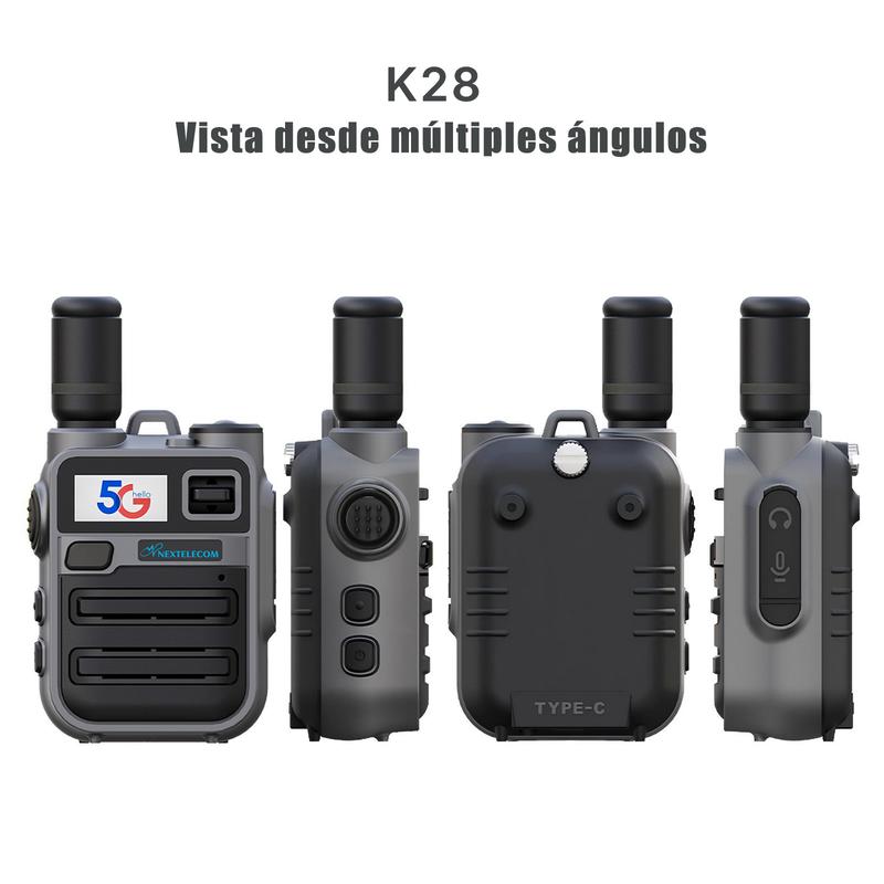 Walkie-talkies K28  5G POC, alcance ilimitado, Radio de red pública, sin cuotas SIM de por vida，radio portátil bidireccional, comunicación bidireccional para adultos, pulsar para hablar (PTT), batería recargable de larga duración, carcasa metálica resiste