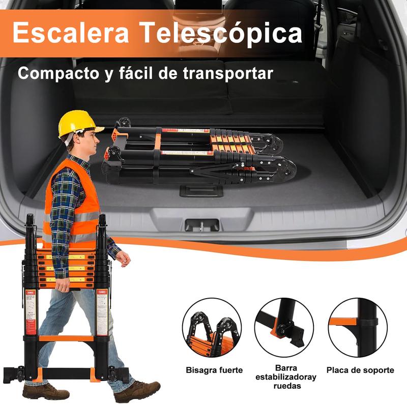 3.8M-5M Escalera Telescópica Tijera Aluminio (naranja/verde)