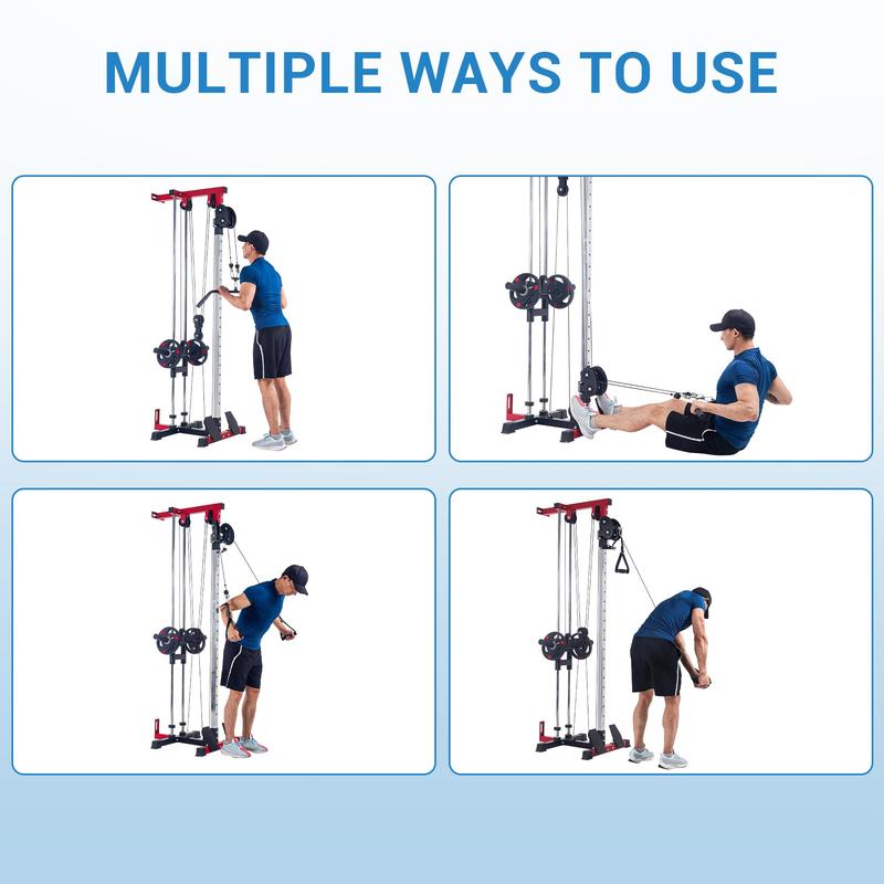 montaje en pared Máquina de cable,Doble cruce de cables Pulley Máquina,Máquina desplegable LAT con sistema de Pulley ajustable con 20 Ajustes de altura para el entrenamiento completo de fuerza corporal