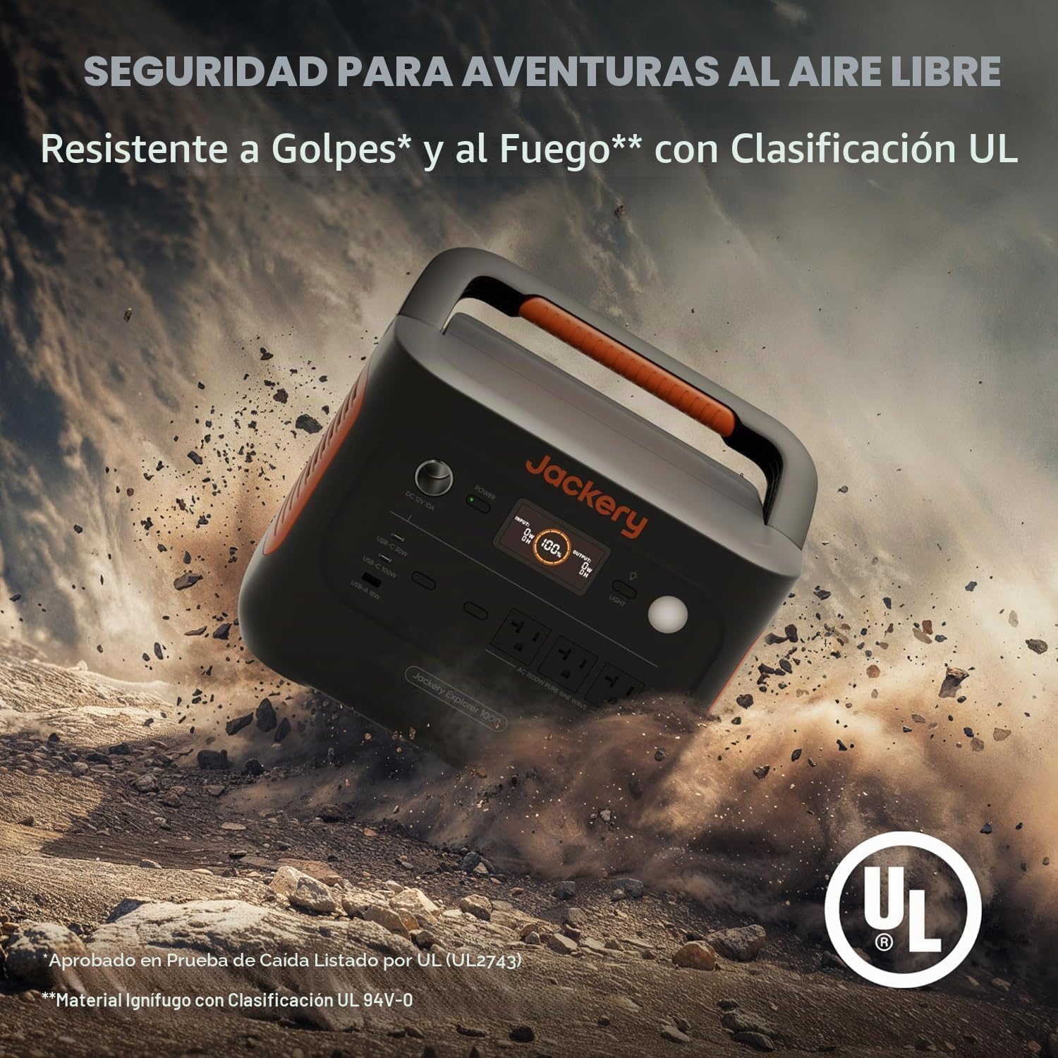 Jackery Generador Solar 1000 v2 con Panel Solar de 100W, Estación de Energía Portátil de 1070Wh LiFePO4, Salida de 1500W CA/100W USB-C, Carga Rápida de 1Hr para Exteriores, Vida Fuera de la Red, RV