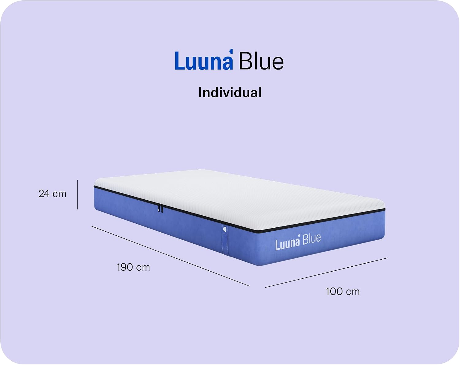 Colchón Luuna Blue + 1 base de cama + 2 almohadas ajustables de espuma viscoelástica