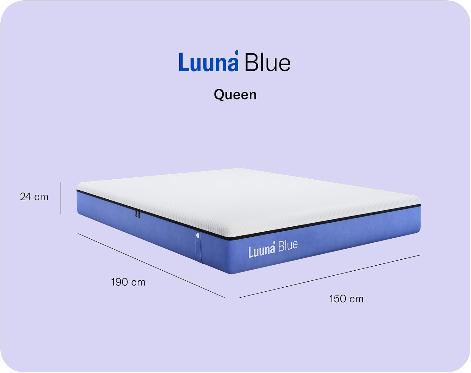 Colchón Luuna Blue + 1 base de cama + 2 almohadas ajustables de espuma viscoelástica