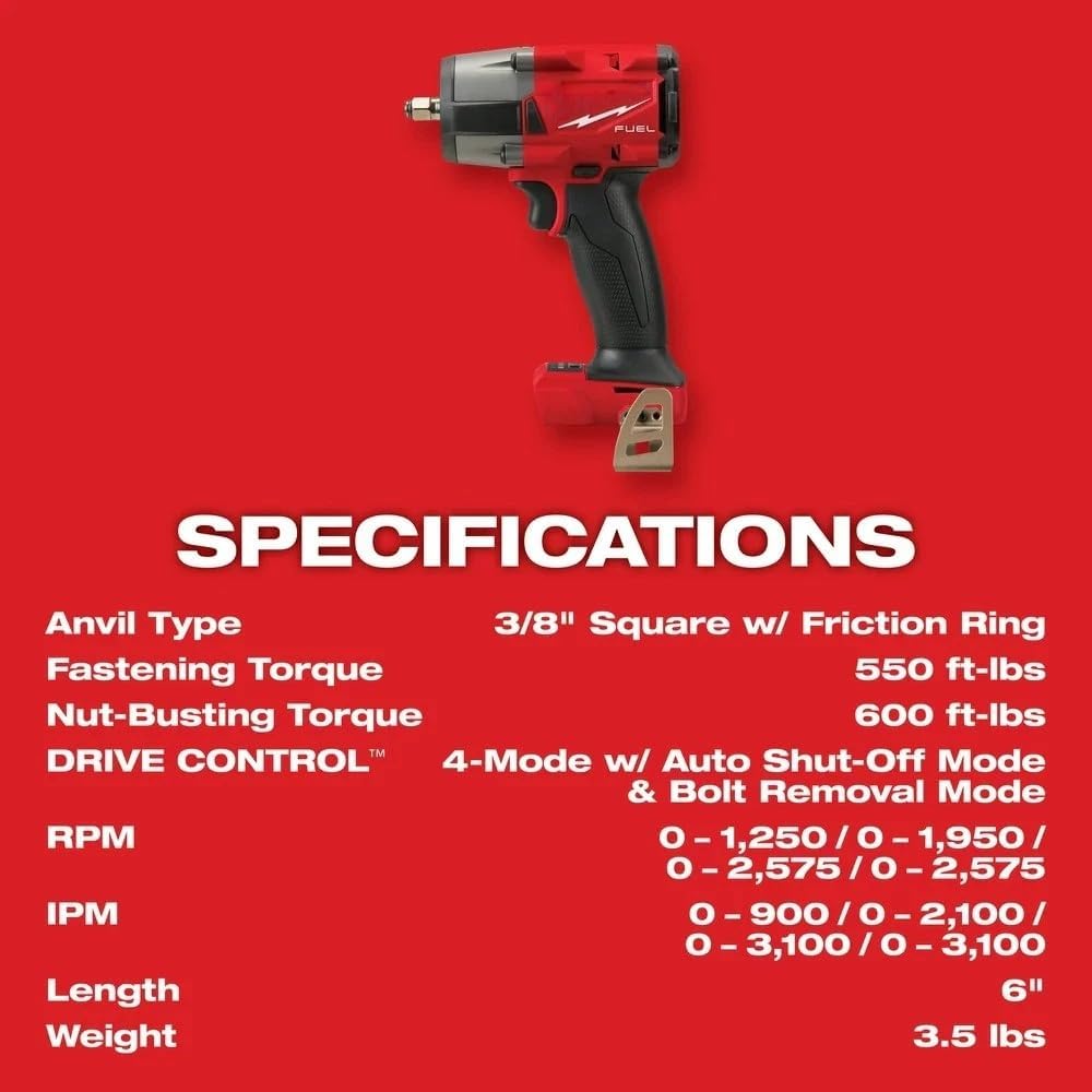 Nuevo kit de llave de impacto de par medio Milwaukee M18 de 3/8" (modelo 2960-22R)