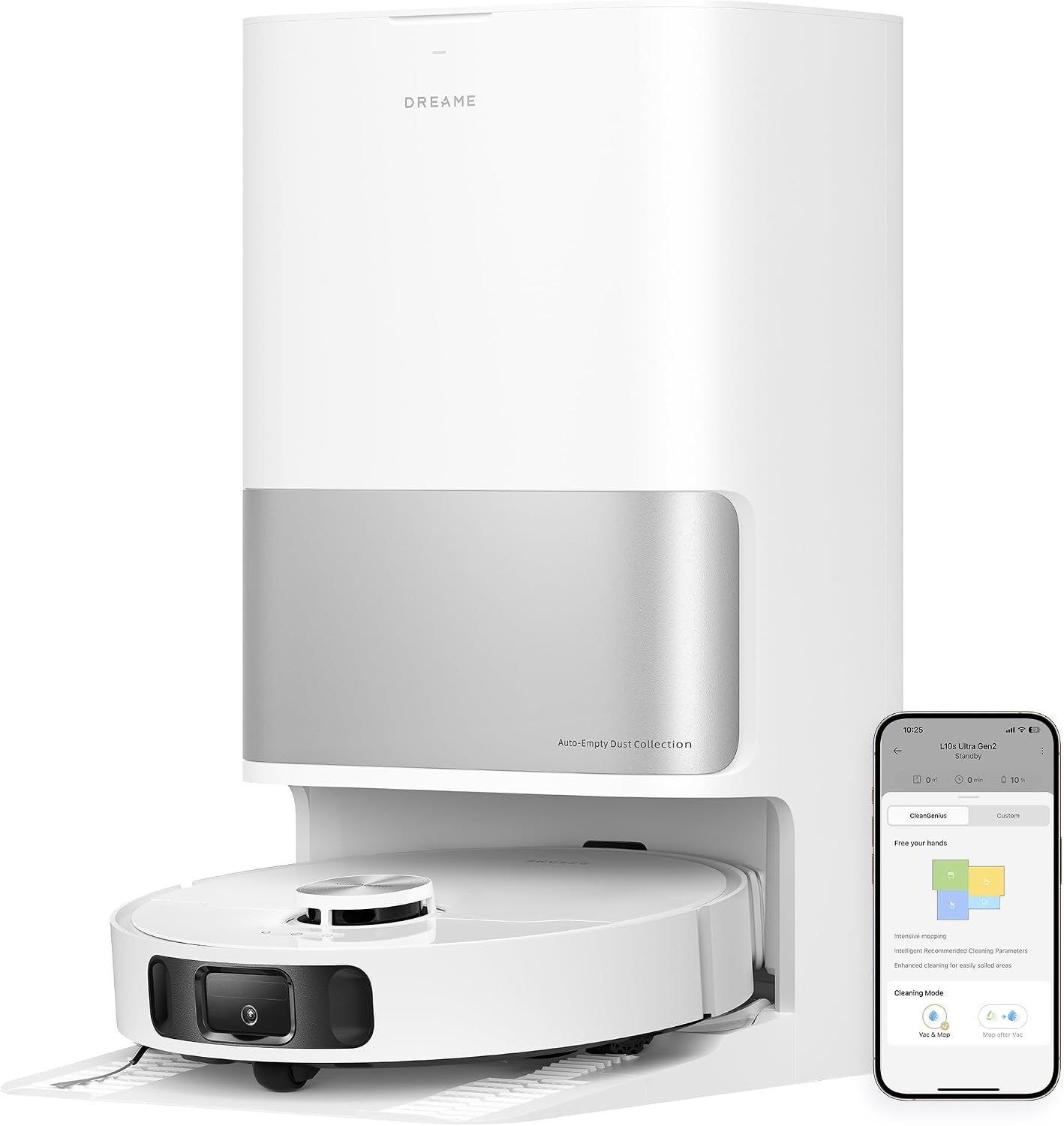DREAME L10s Ultra Gen 2 Robot Aspirador y Fregona, succión de 10,000 Pa, tecnología MopExtend, estación base todo en uno, autovaciado de 75 días, fregona con autolavado y secado, prevención
