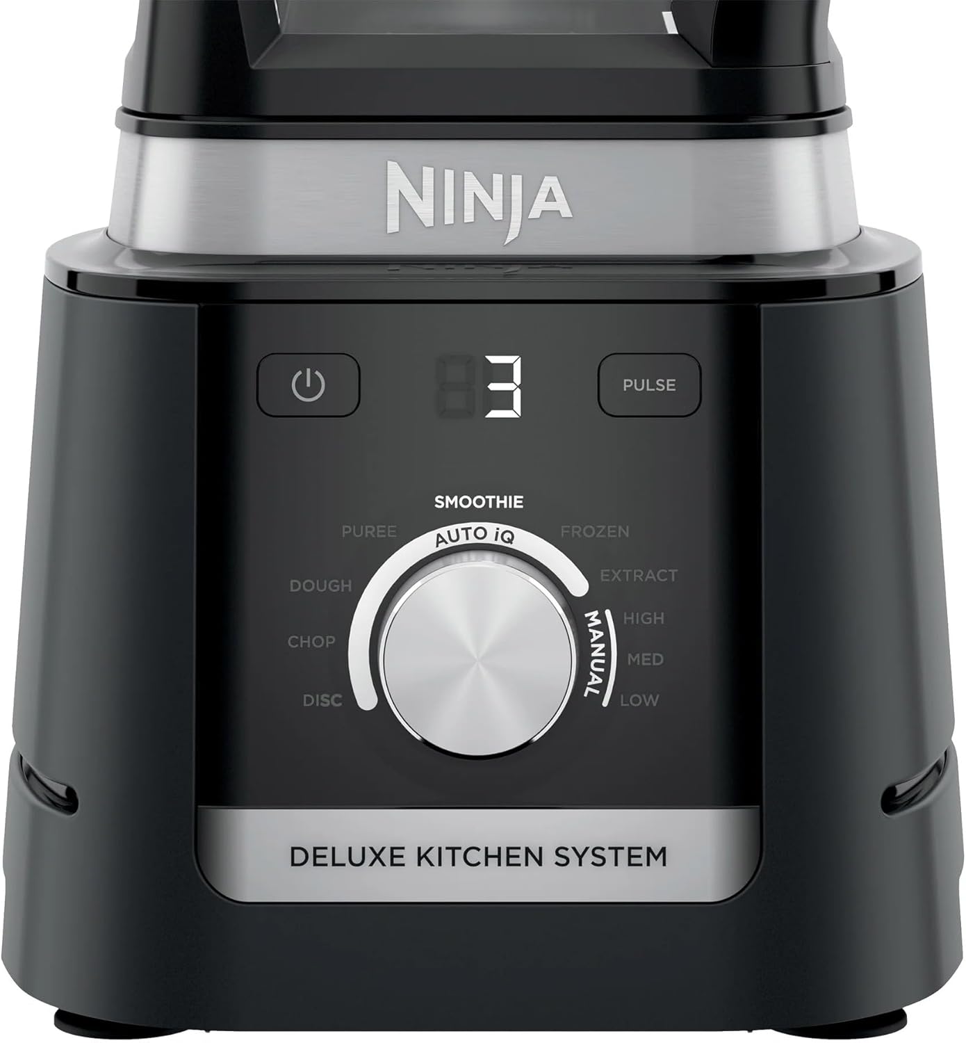 Ninja CO905KS Deluxe Kitchen System, 1600 WP Auto-IQ Base, 88-oz. Picther, 9-cup Deluxe Food Processor, (2) 24-oz. Single-Serve Cups (Renewed)