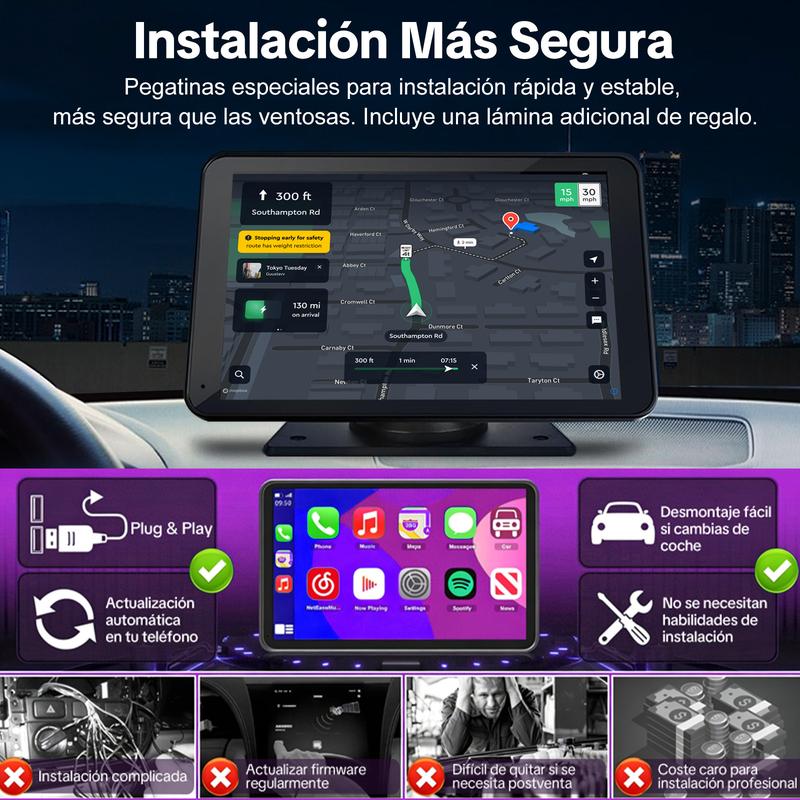 【HiEHA】2026 La pantalla portátil más nueva de CarPlay para automóvil, pantalla táctil IPS de 7 pulgadas, Compatible con CarPlay y Android Auto,  Cámara de Respaldo, estéreo para automóvil, soporte para GPS, Bluetooth, FM, WiFi