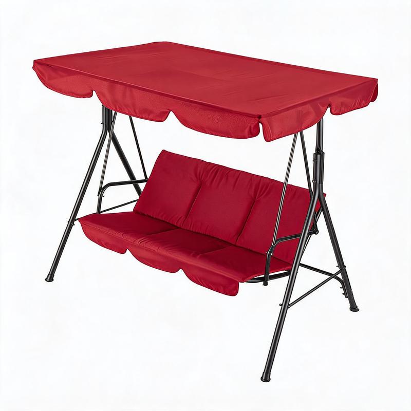 Columpio de jardín para 3 personas – Estructura de acero resistente – Cojines gruesos – Dosel ajustable – Ideal para patio, terraza, porche o piscina – Negro