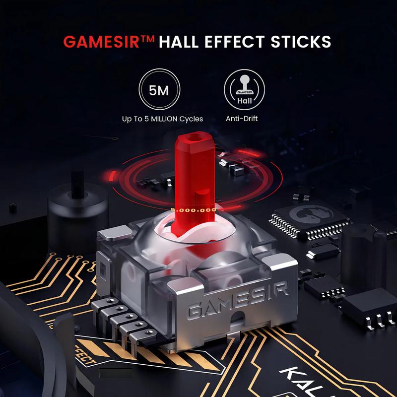 GameSir Kaleid Mando con Cable para Xbox One/PC con Hall-Control con cable para Xbox Series X/S, Xbox One, Windows 10/11 y Steam. Joysticks y gatillos Hall anti-drift, precisos y duraderos. Transparente con luz RGB.