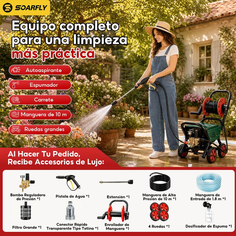SOARFLY Hidrolimpiadora eléctrica profesional de alta presión (5800 PSI, 5800 W, 60 Hz, 12 l/min)-hidrolavadora para lavar minisplit