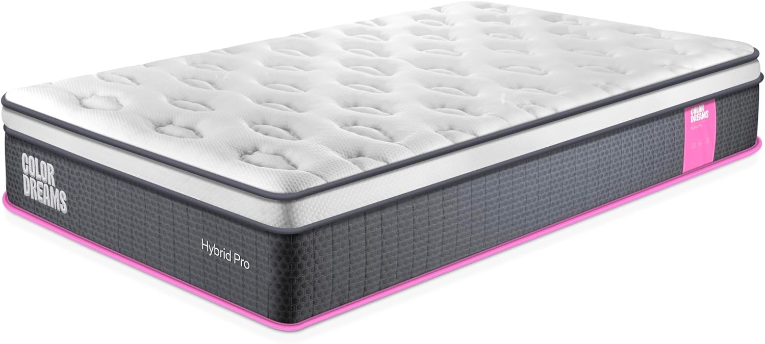 COLORDREAMS Colchón King Pro Hybrid 28 cm | Híbrido Pocket Coil + Memory Foam con Eurotop | Firmeza Media | Hipoalergénico y antiácaros | 200x190 cm | Colchones en Caja | 5 años de garantía