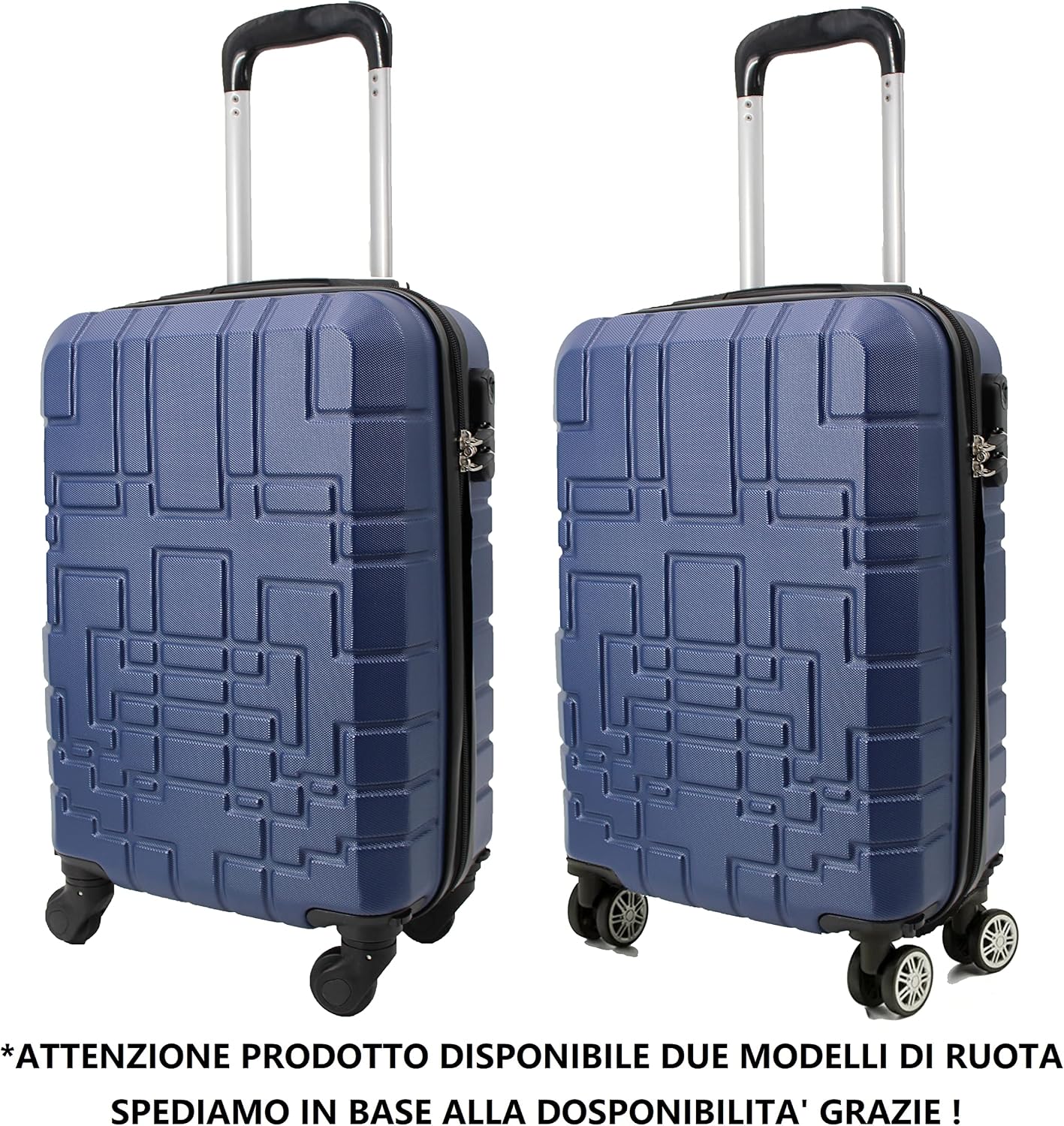 Maleta R.Leone EasyJet, 45 x 36 x 20 cm, ABS, 4 ruedas autónomas (Azul, Maleta 611 50 x 33 x 20 cm)