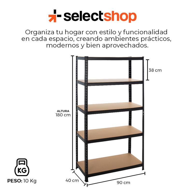 Rack Estante Metálico Mueble Organizador Gabinete Anaquel 5 Niveles Multifuncional 2 en 1 Selectshop