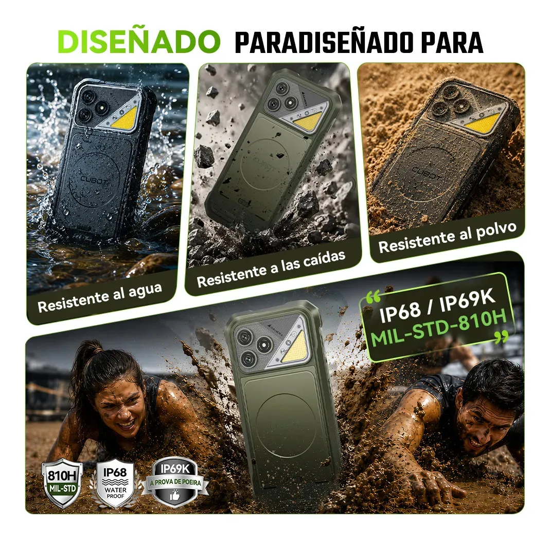 Cubot Kingkong Dura Robusto Dual Sim 256 Gb Negro 12 Gb Ram (ampliable Hasta 32 Gb) 2 Baterías Extraíbles de 5000 mAh + Cargador de Baterías Android 16