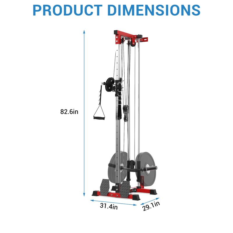 montaje en pared Máquina de cable,Doble cruce de cables Pulley Máquina,Máquina desplegable LAT con sistema de Pulley ajustable con 20 Ajustes de altura para el entrenamiento completo de fuerza corporal