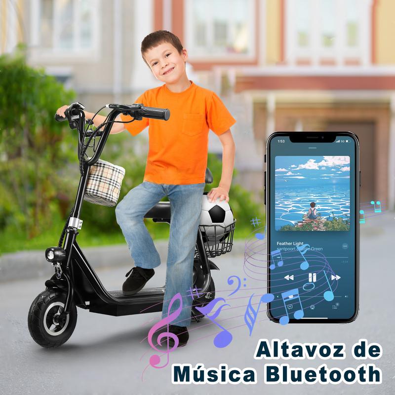 HONEY WHALE JL005 Scooter Eléctrico Infantil 18KM/H-350W-10KM-3.6AH-(MAX)Velocidad-Potencia-Autonomía-Capacidad de la Batería, Patin Eléctrico para Niños y Niñas con Asiento, Altavoz Bluetooth HONEYWHALE