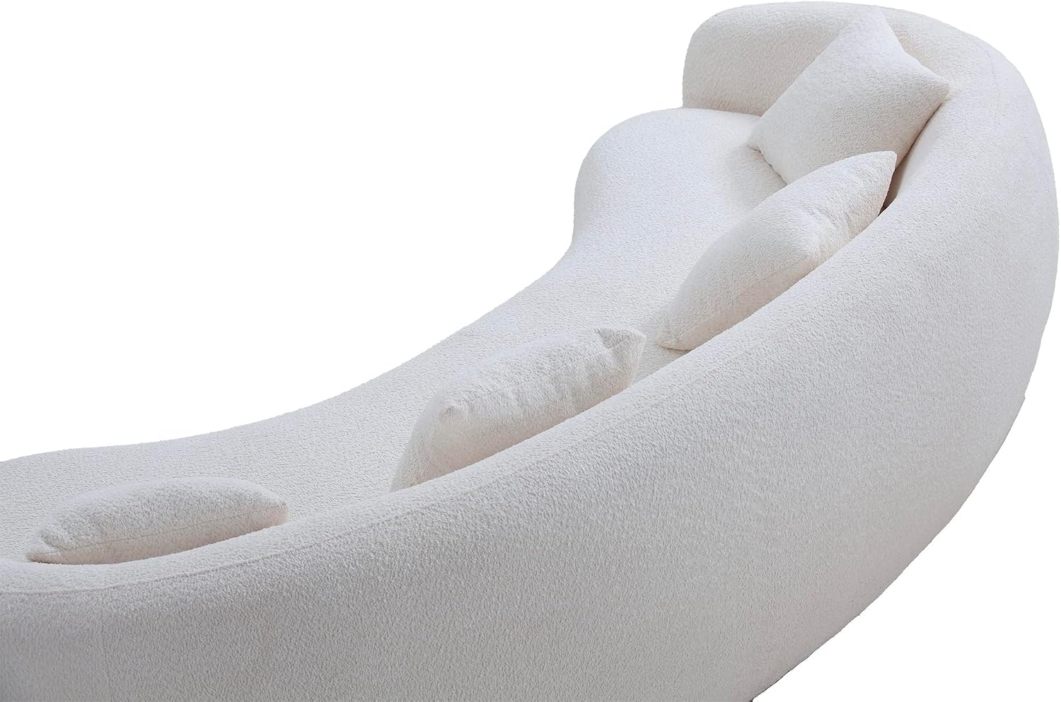 Sofá curvo moderno de 102.36 pulgadas, sofá minimalista de 5 asientos con marco de madera maciza y espuma de alta densidad, comodidad similar a una nube, sin montaje, sofá curvado de lujo