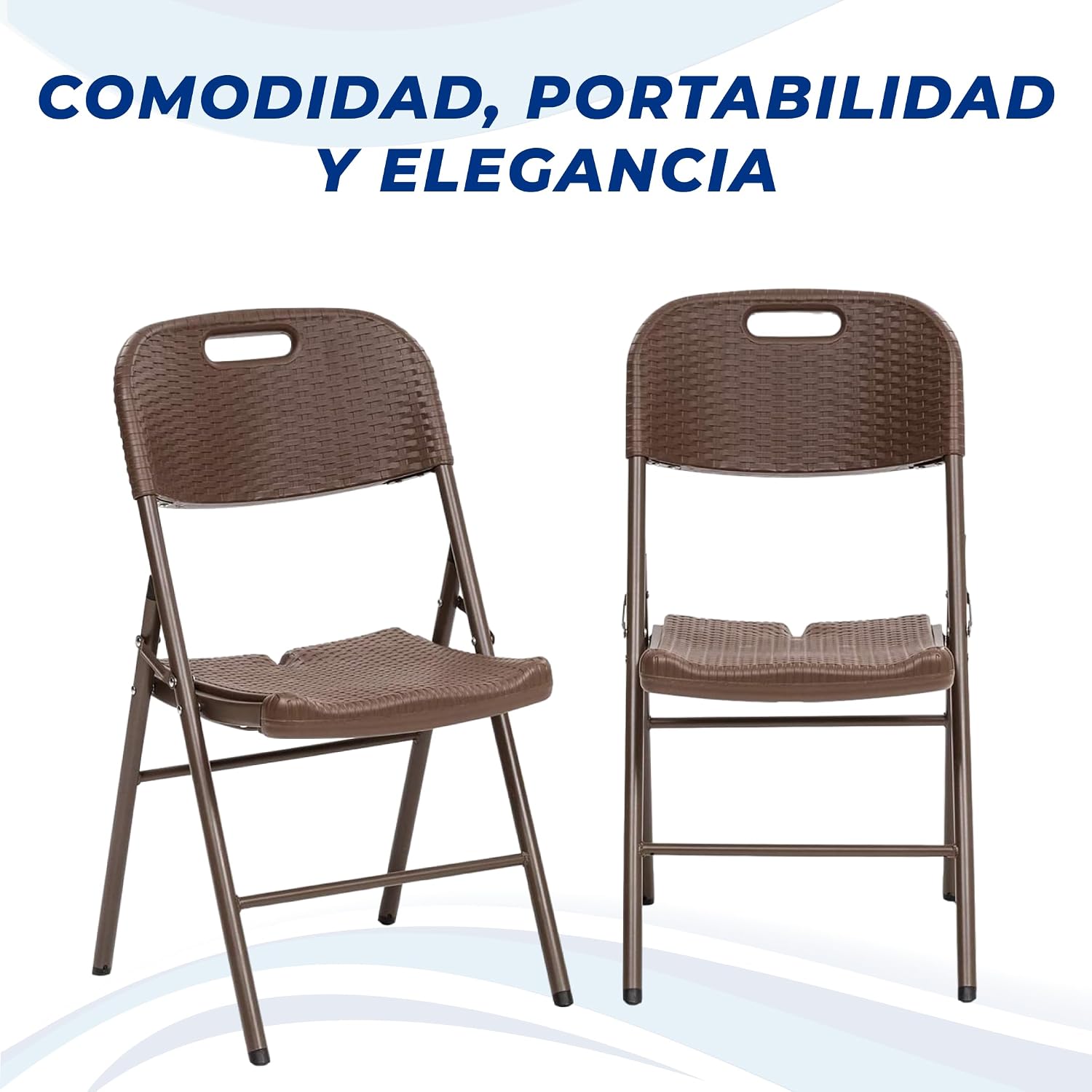 BREEZEE Set de 2 Sillas Plegables Estilo Rattan, Diseño Portatil, Ideal en Interior y Exterior, Silla para Jardín, Oficina, Camping o Playa, Material de Alta Calidad