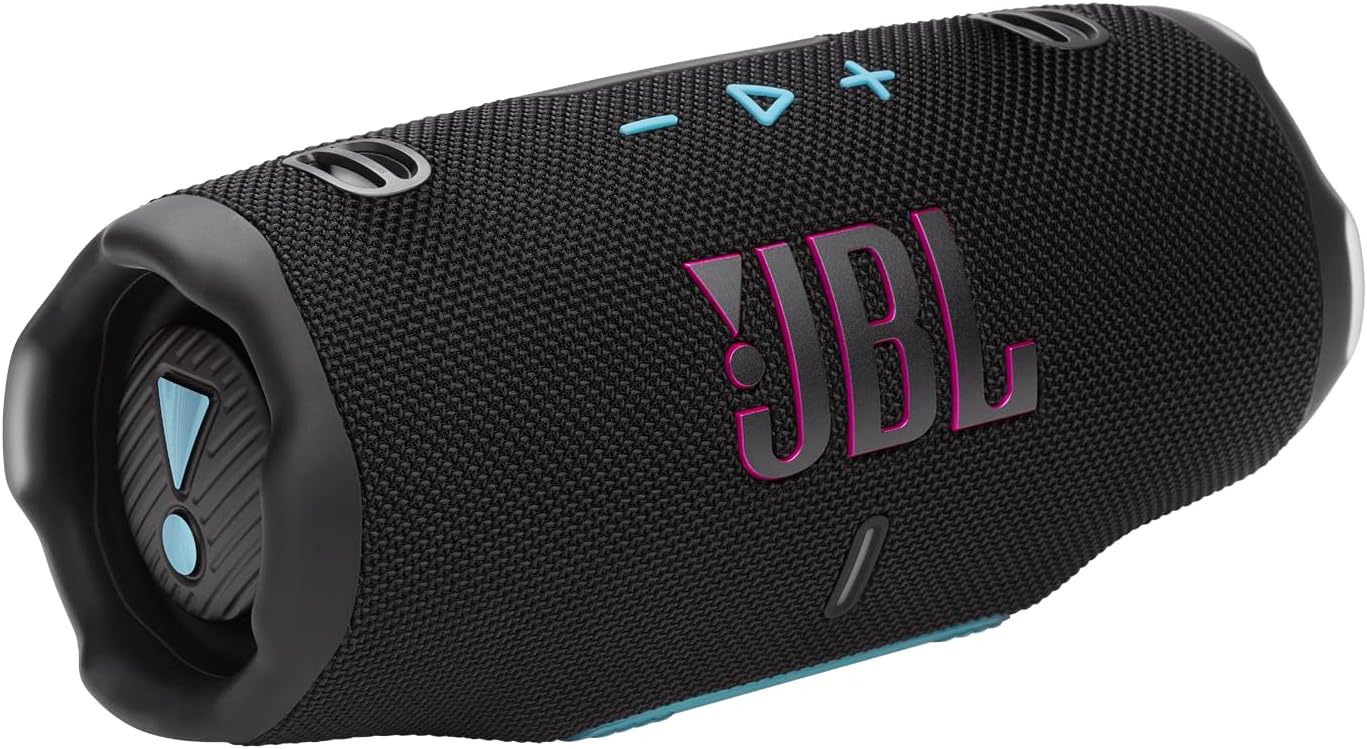 JBL Charge 6 - Portable Waterproof & Drop-Proof Bluetooth Speaker, Bold JBL Pro Sound with AI Sound Boost, 28Hrs of Playtime, Built-in powerbank & Comes with a Sturdy/Removable Carrying Strap (Black)