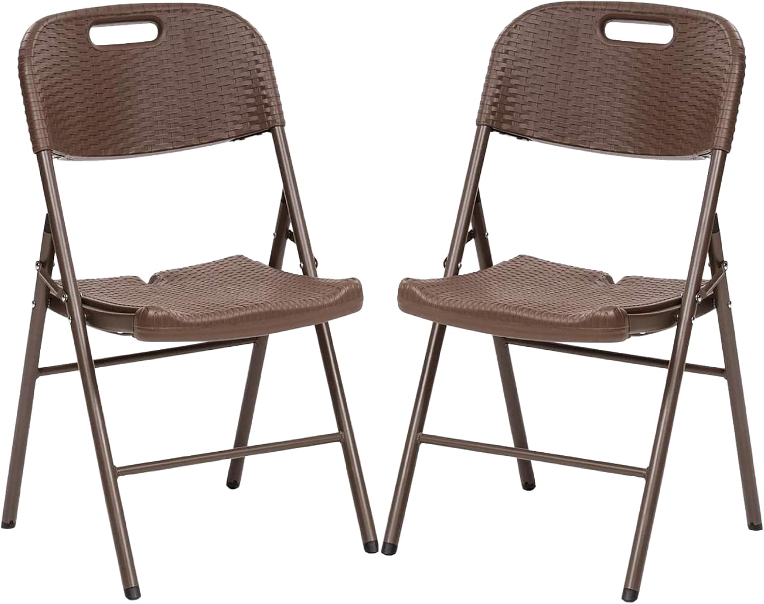 BREEZEE Set de 2 Sillas Plegables Estilo Rattan, Diseño Portatil, Ideal en Interior y Exterior, Silla para Jardín, Oficina, Camping o Playa, Material de Alta Calidad