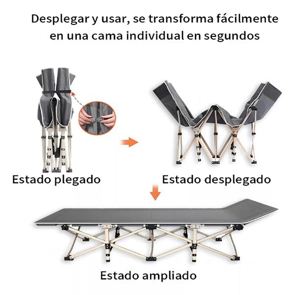 Cama Plegable Confort 180 x 67 x 30 cm para Adultos con Estructura de Acero Anti-Oxidante y Colchón Gris Cómodo Resistente al Agua y Fácil de Limpiar Material Premium Oxford 1200D