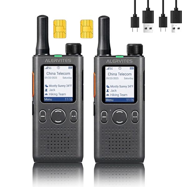 (FABRICADO POR BAOFENG)AT1 Walkie Talkie PoC 4G con app móvil gratuita de por vida. Comunicación privada de larga distancia, control en segundo plano, historial de chat encriptado y alcance de más de 5000 millas. Ideal para trabajo, seguridad, logística, 