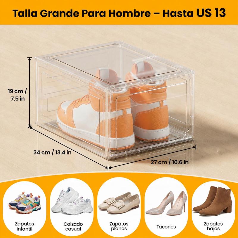 15 o 20 Cajas para Zapatos con Apertura Frontal, Organizador Modular Apilable para Tenis y Calzado, Contenedores Transparentes o Negro Ahumado para Clóset, Recámara y Hogar