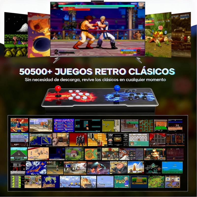 Pandora Box Home Arcade Retro Tablero 3D 4K con 50,500+ Juegos y 45 Emuladores Clásicos Doble Palanca Soporte hasta 4 Jugadores Imagen HD Efecto 3D Inmersivo para Toda la Familia