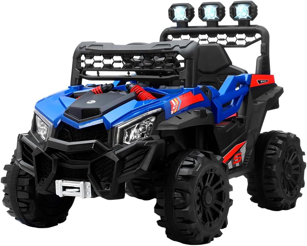 Raganet, Buggy Electrico Montable para Niños Color Rojo, Carrito de Control Remoto y Manejo Directo, con Luces, Estereo y Pedales Funcionales, Medidas: Alto 76cm X Ancho 68cm X Largo 109cm