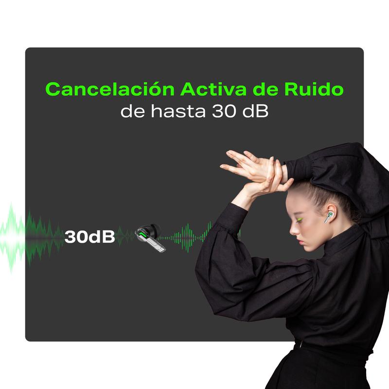 INFINIX GTBUDS 4/GTBUDS 5 Auriculares Inalámbricos Bluetooth con Cancelación Activa de Ruido 30 dB, ENC IA de 4 Micrófonos, Carga Rápida 10 Min = 2H, Hasta 34H de Batería- Mayo Venta Quincenal / Día de la Madre Campaign, Hot Sale x Mayo Venta Quincenal Ca