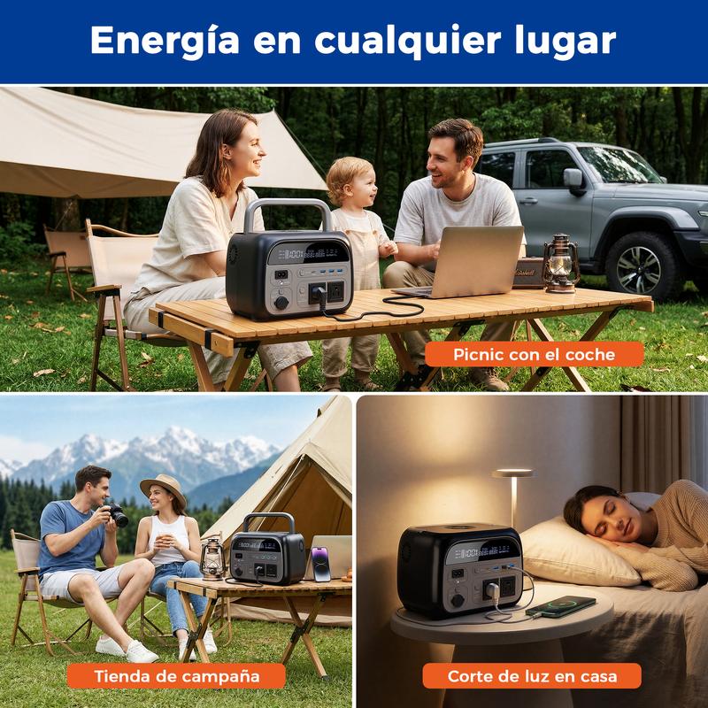 CTOLITY AP400 Generador Solar Portátil 346Wh 500W Batería LiFePO4 150W Carga Rápida Inalámbrica 4000+ Ciclos UPS Instantáneo para Cortes de Luz Emergencias Respaldo de Energía Camping Viajes Hogar Exterior Generador Eléctrico Portátil Batería de Respaldo