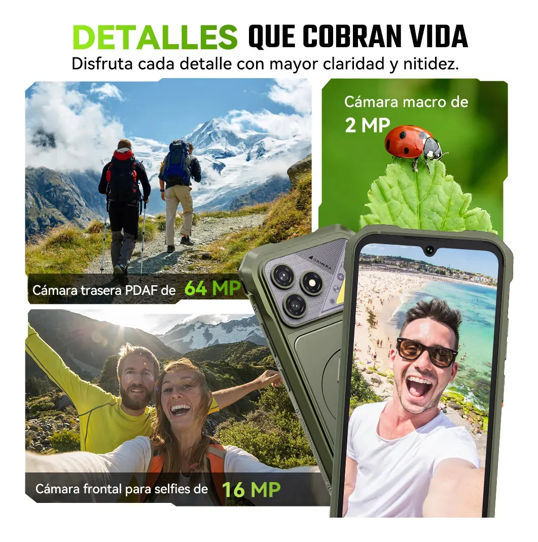 Cubot Kingkong Dura Robusto Dual Sim 256 Gb Negro 12 Gb Ram (ampliable Hasta 32 Gb) 2 Baterías Extraíbles de 5000 mAh + Cargador de Baterías Android 16