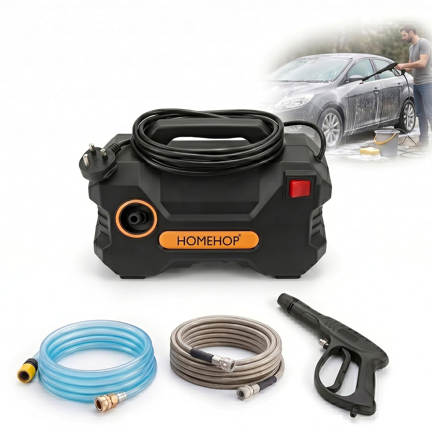Pistola de alta presión Homehop ​​para lavado de autos: máquina portátil de limpieza por pulverización de agua