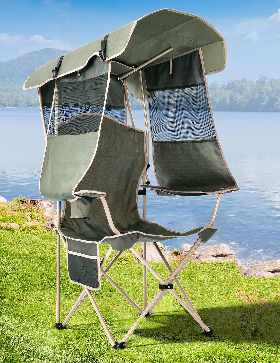 Docusvect Silla de camping con toldo - Canopy es la mochila