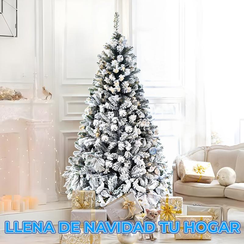 Árbol de Navidad Artificial Verde Nevado con Base Metálica 1.50m, 1.80m y 2.10m