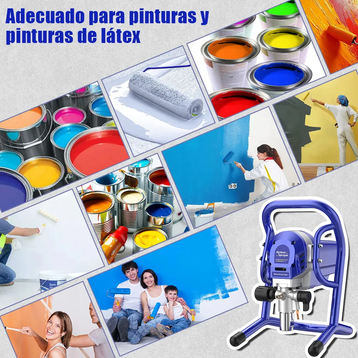 Máquina para pintar 3625 psi Kozfule Paint Casa Airless Pistola De Pintura Eléctrica, Pulverizador Eléctrico Equipo Profesional Toolor Con Tubo 10m Y Boquilla 515