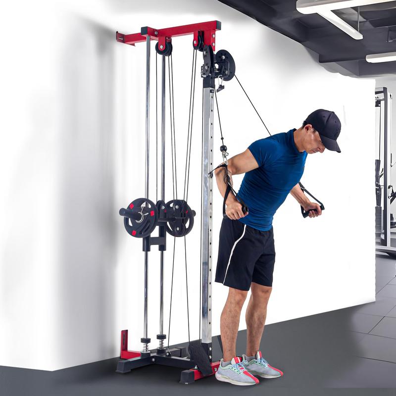 montaje en pared Máquina de cable,Doble cruce de cables Pulley Máquina,Máquina desplegable LAT con sistema de Pulley ajustable con 20 Ajustes de altura para el entrenamiento completo de fuerza corporal