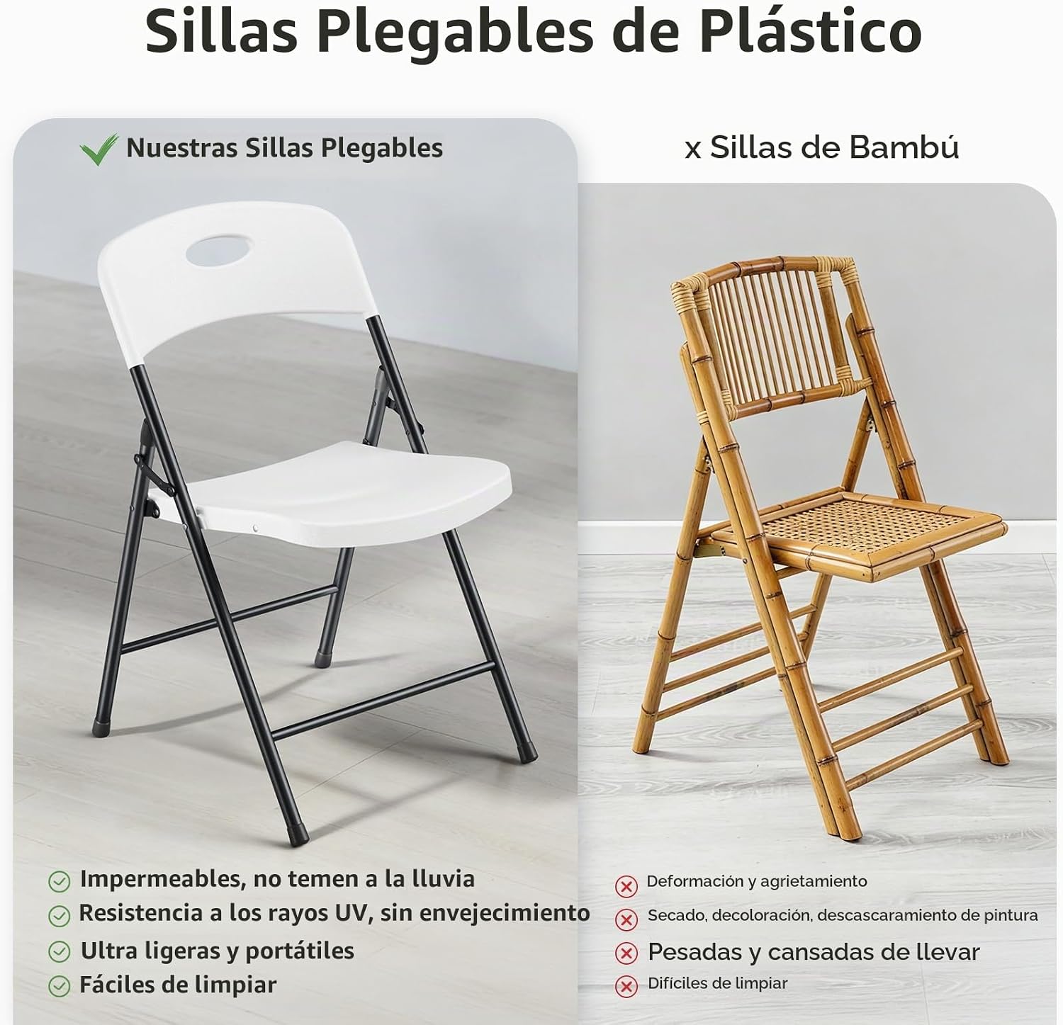 Envío GRATIS Paquete de 8 Sillas Plegables Blanca Color Blanco