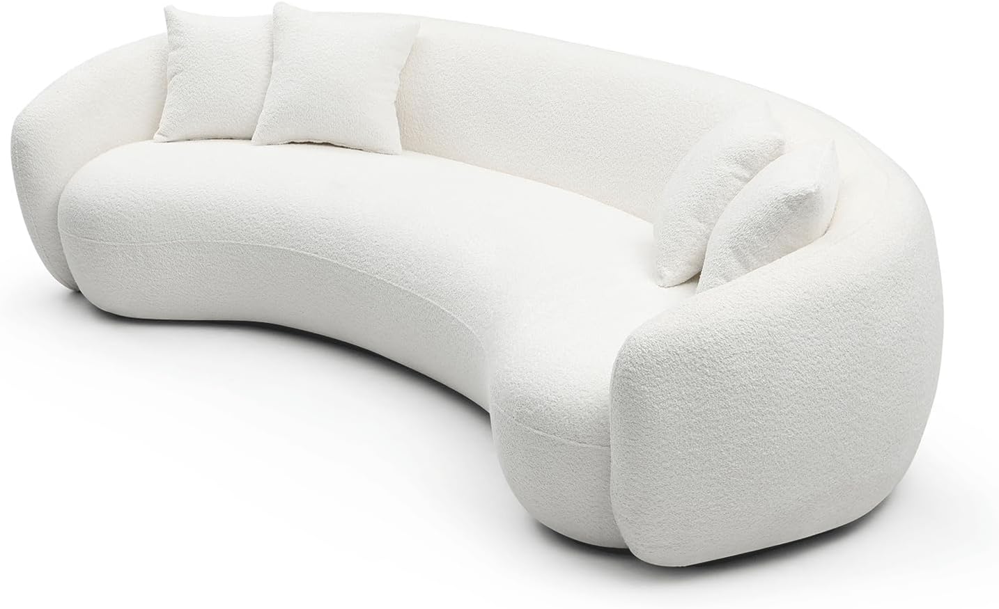 Sofá curvo moderno de 102.36 pulgadas, sofá minimalista de 5 asientos con marco de madera maciza y espuma de alta densidad, comodidad similar a una nube, sin montaje, sofá curvado de lujo