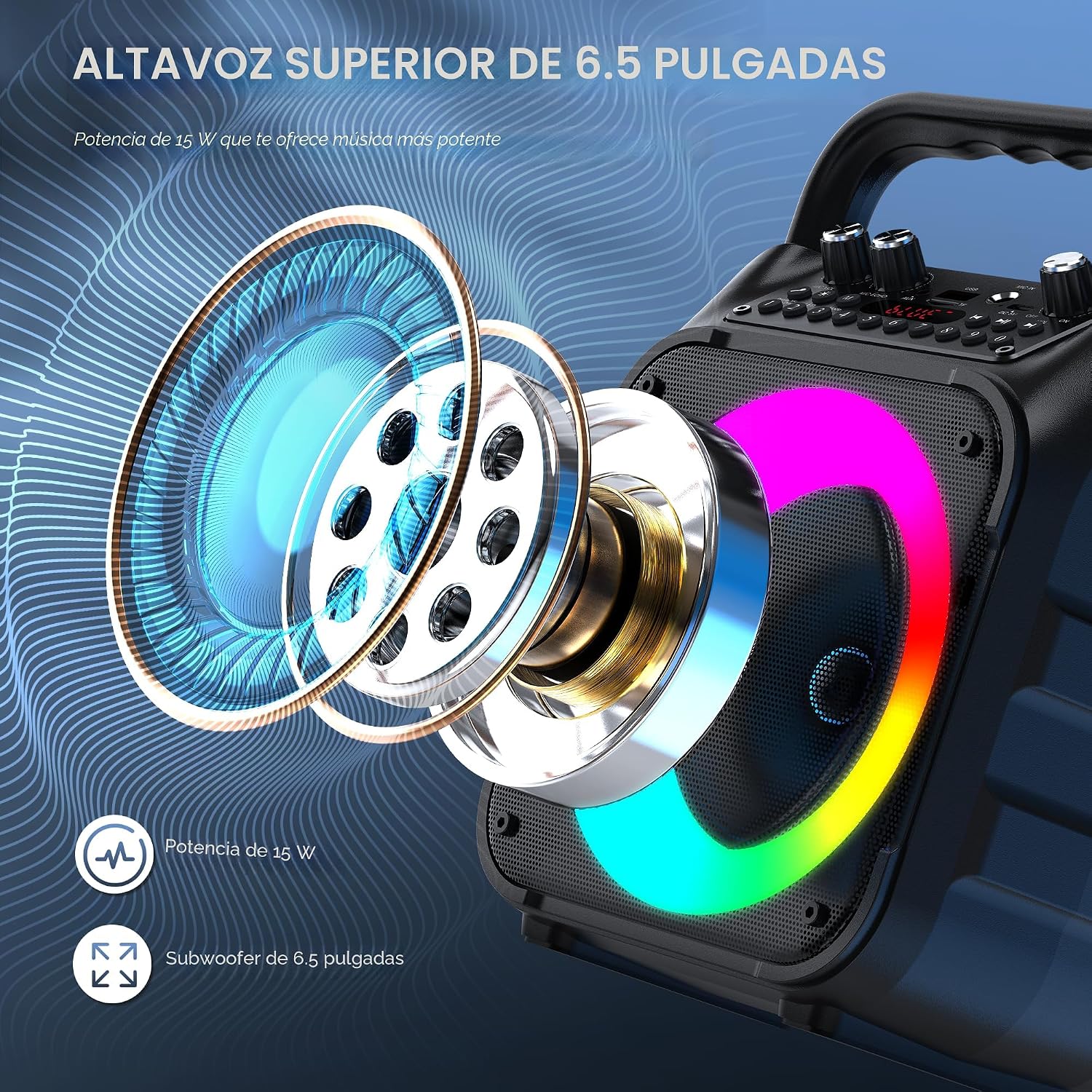 Máquina de karaoke, altavoz Bluetooth portátil con 2 micrófonos inalámbricos para adultos y niños con luces, micrófono de karaoke con sistema PA compatible con USB/TF/FM/AUX para paquetes de sistema