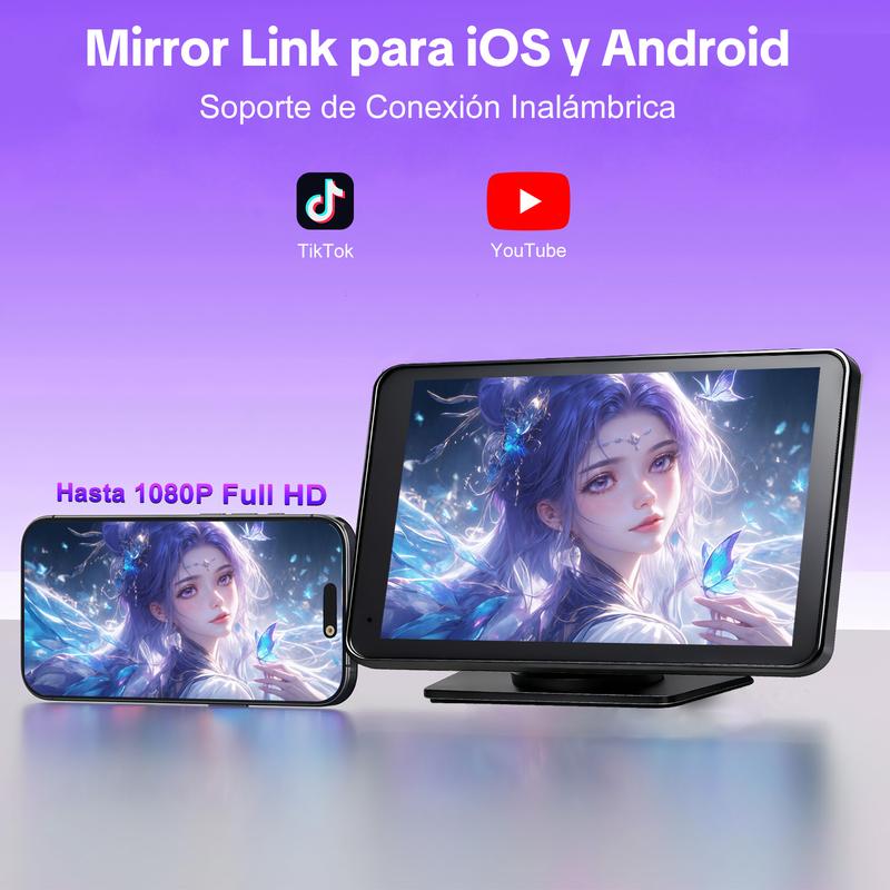 【HiEHA】2026 La pantalla portátil más nueva de CarPlay para automóvil, pantalla táctil IPS de 7 pulgadas, Compatible con CarPlay y Android Auto,  Cámara de Respaldo, estéreo para automóvil, soporte para GPS, Bluetooth, FM, WiFi