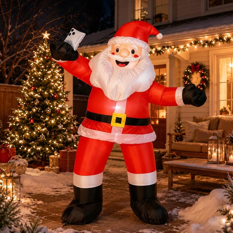 Papá Noel Inflable 2.1M, Diseño Selfie con Luces LED, Decoración Navideña Grande para Jardín, Exterior y Centro Comercial