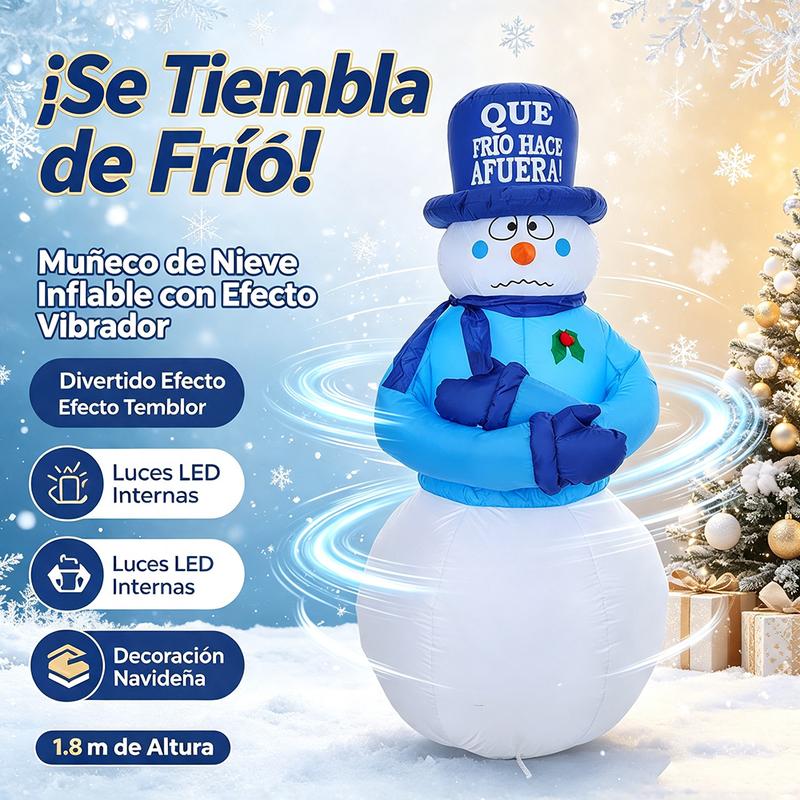 Inflables de Navidad 1.8m Muñeco de nieve navideño con movimiento | Adornos Inflables Navideños de Nieve Snowman, Luces LED Giratorias Coloridas, para Fiestas, Interiores, Jardín, Césped