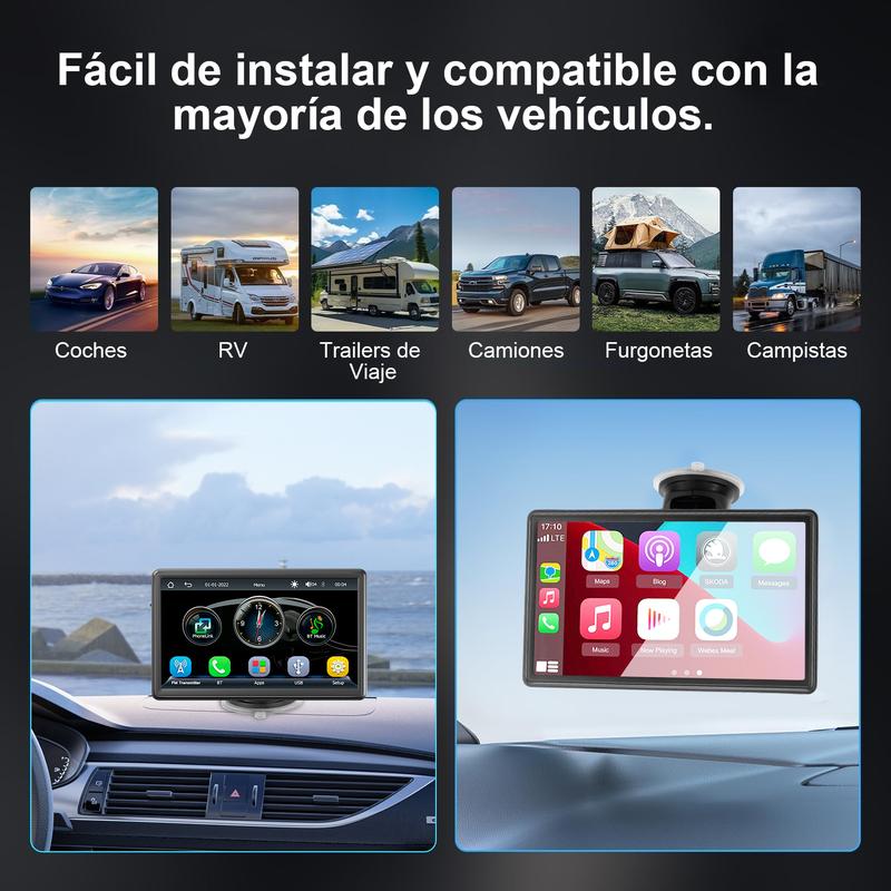 Pantalla portátil inalámbrica CarPlay de 7 pulgadas mejorada (compatible con todos los modelos de vehículos)