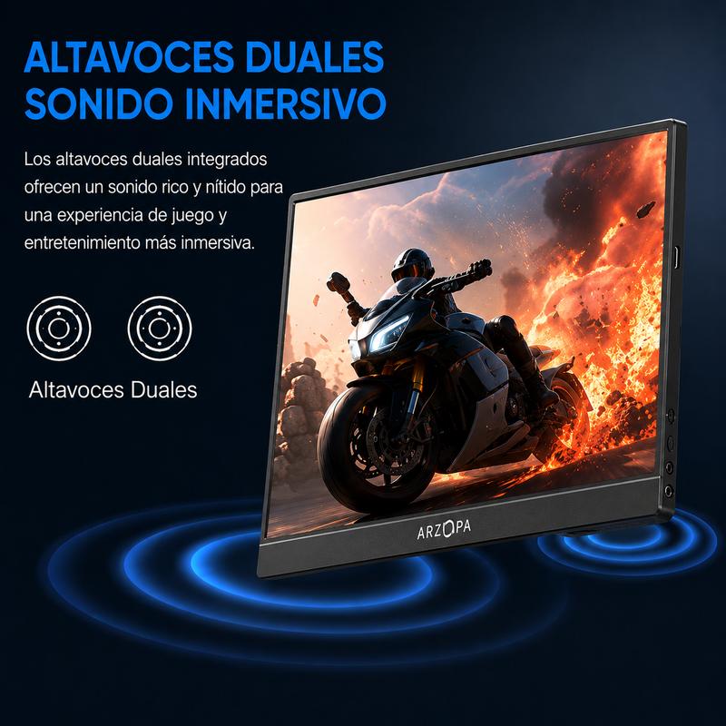【Precio de liquidación】ARZOPA Monitor portátil para juegos de 15.6 pulgadas y 60 Hz monitor portátil 100%sRGB 1080P FHD con HDR, ultra delgado, cuidado de los ojos, segunda pantalla externa para laptop PC PS5 Mac