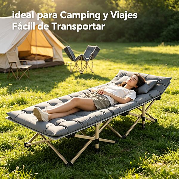 Cama Plegable Confort 180 x 67 x 30 cm para Adultos con Estructura de Acero Anti-Oxidante y Colchón Gris Cómodo Resistente al Agua y Fácil de Limpiar Material Premium Oxford 1200D