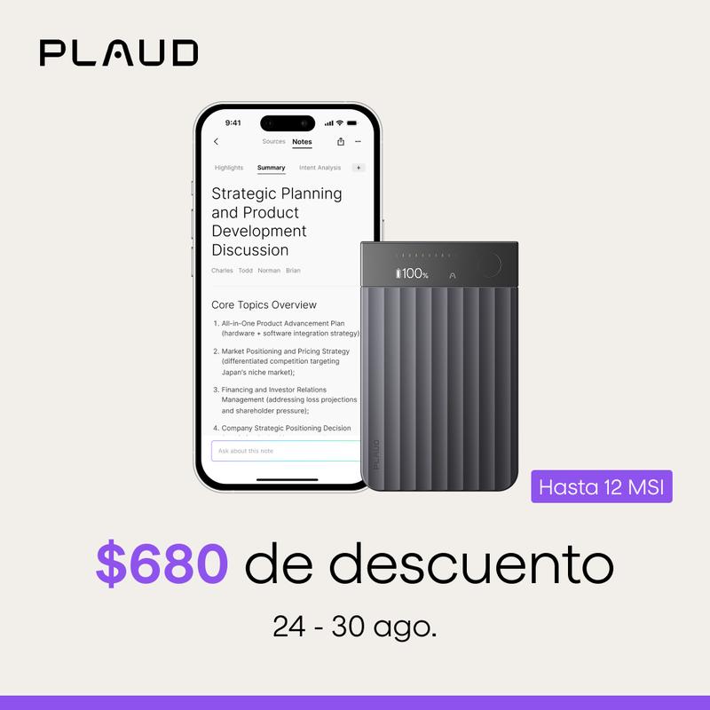 Plaud Note Pro grabadora de voz profesional con IA para reuniones de negocios, llamadas & entrevistas, 4 micrófonos MEMS, pantalla de visualización instantánea, autonomía de 50 horas, transcripción & resumen con IA, gadget de oficina premium & regalo de n