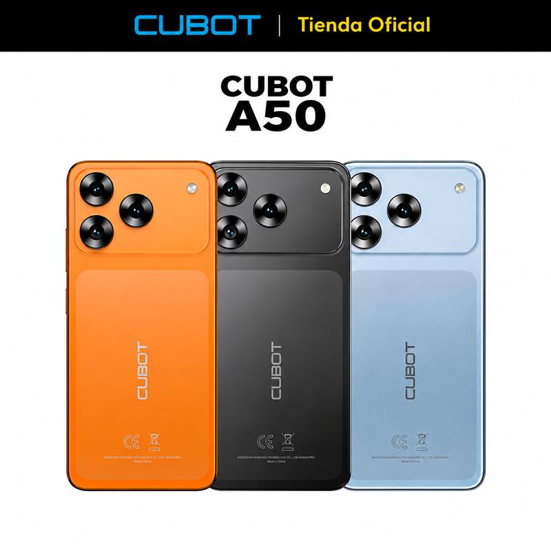 Cubot A50 Teléfono Inteligente Android 16" FHD 16GB RAM 128GB Almacenamiento 5000mAh Batería 48MP Cámara NFC Desbloqueo Facial Huella Lateral Doble SIM GPS Cuatro Satélites