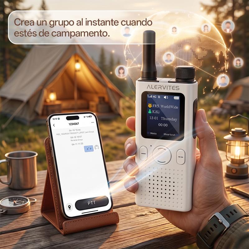 (FABRICADO POR BAOFENG)AT1 Walkie Talkie PoC 4G con app móvil gratuita de por vida. Comunicación privada de larga distancia, control en segundo plano, historial de chat encriptado y alcance de más de 5000 millas. Ideal para trabajo, seguridad, logística, 